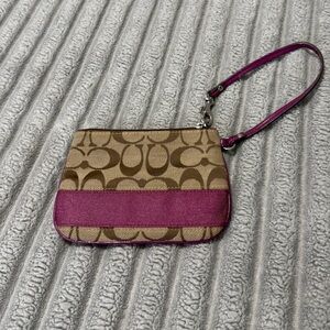 Coach Tan and Purple Wristlet